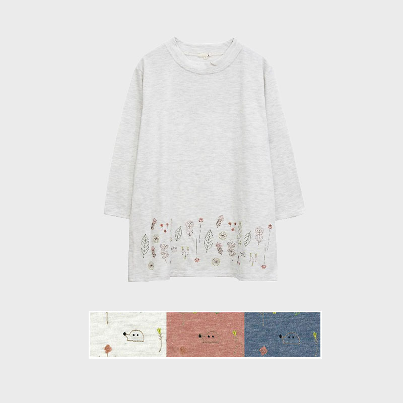 【バンドル】婦人7分袖裾刺しゅうTシャツ