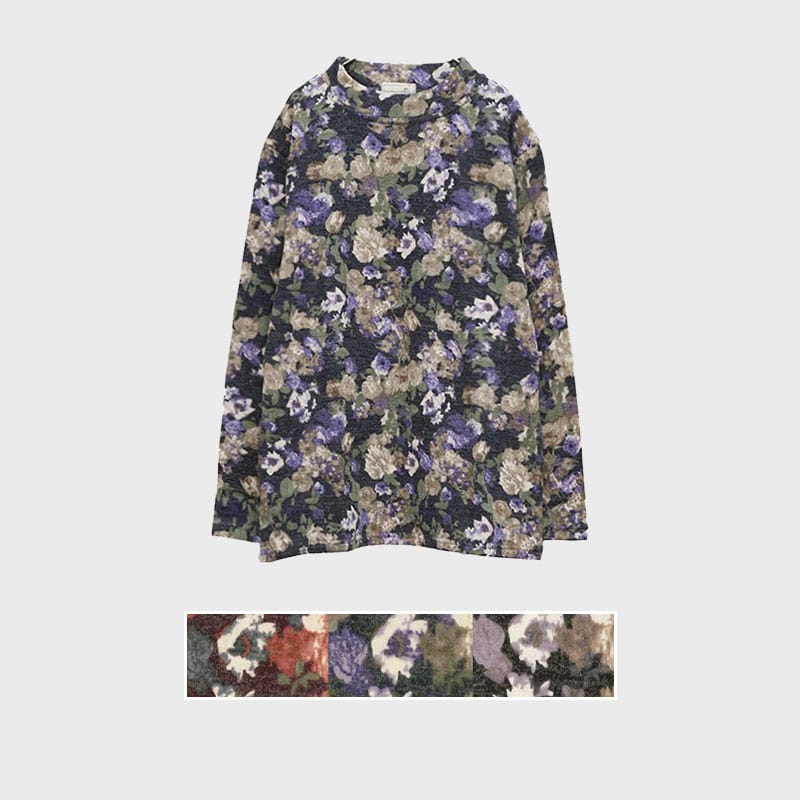 【バンドル】婦人裏起毛ニットソー総柄プリントTシャツ