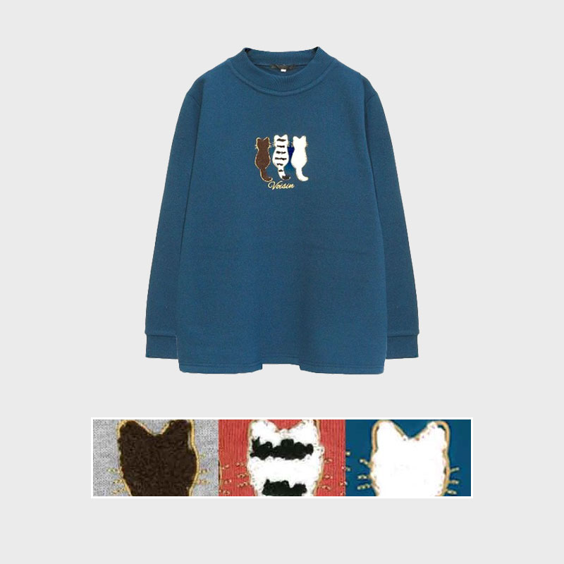 【バンドル】婦人裏起毛ネコ刺しゅうトレーナー