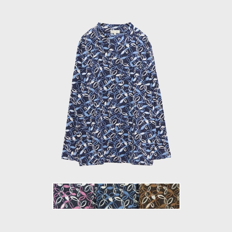 【バンドル】婦人裏起毛ニットソー総柄プリントTシャツ