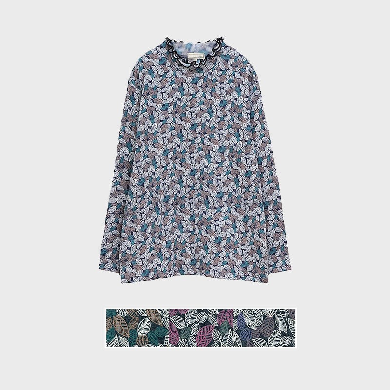 【バンドル】婦人裏起毛ニットソー総柄プリントTシャツ