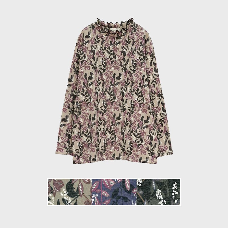【バンドル】婦人裏起毛ニットソー総柄プリントTシャツ
