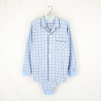 紳士『親切パジャマ』綿スムースラグラン袖衿付前開きパジャマ