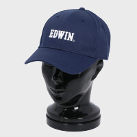 紳士『EDWIN(エドウィン)』ロゴ入りコットンツイル六方CAPキャップ/手洗い可能・後ろマジックテープ調整