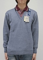 紳士日本製毛混Vネックセーター