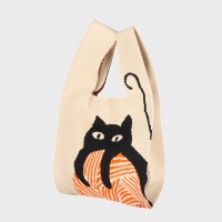 婦人ミニサイズニットバッグ「猫と毛糸」