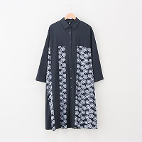 婦人刺繍デザイン前開きシャツワンピース【Koco Line】